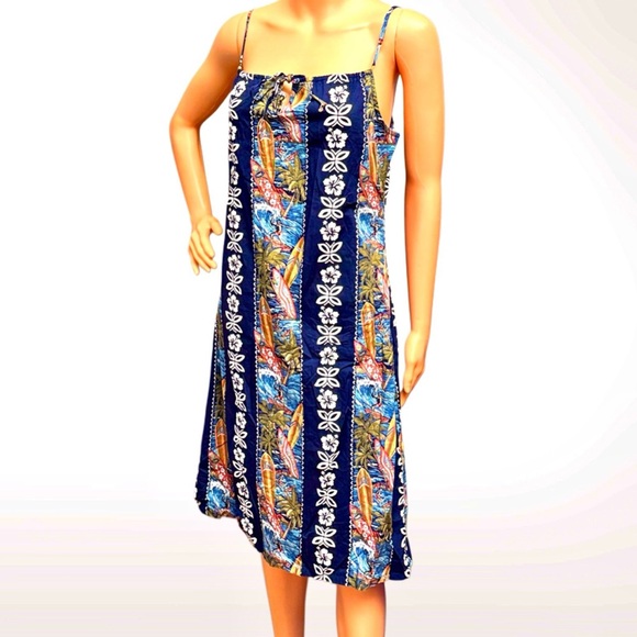 Hilo Hattie Original Hawaiian Linen Rayon Blend Spaghetti Strap Sun Dress Sz S - Picture 1 of 8